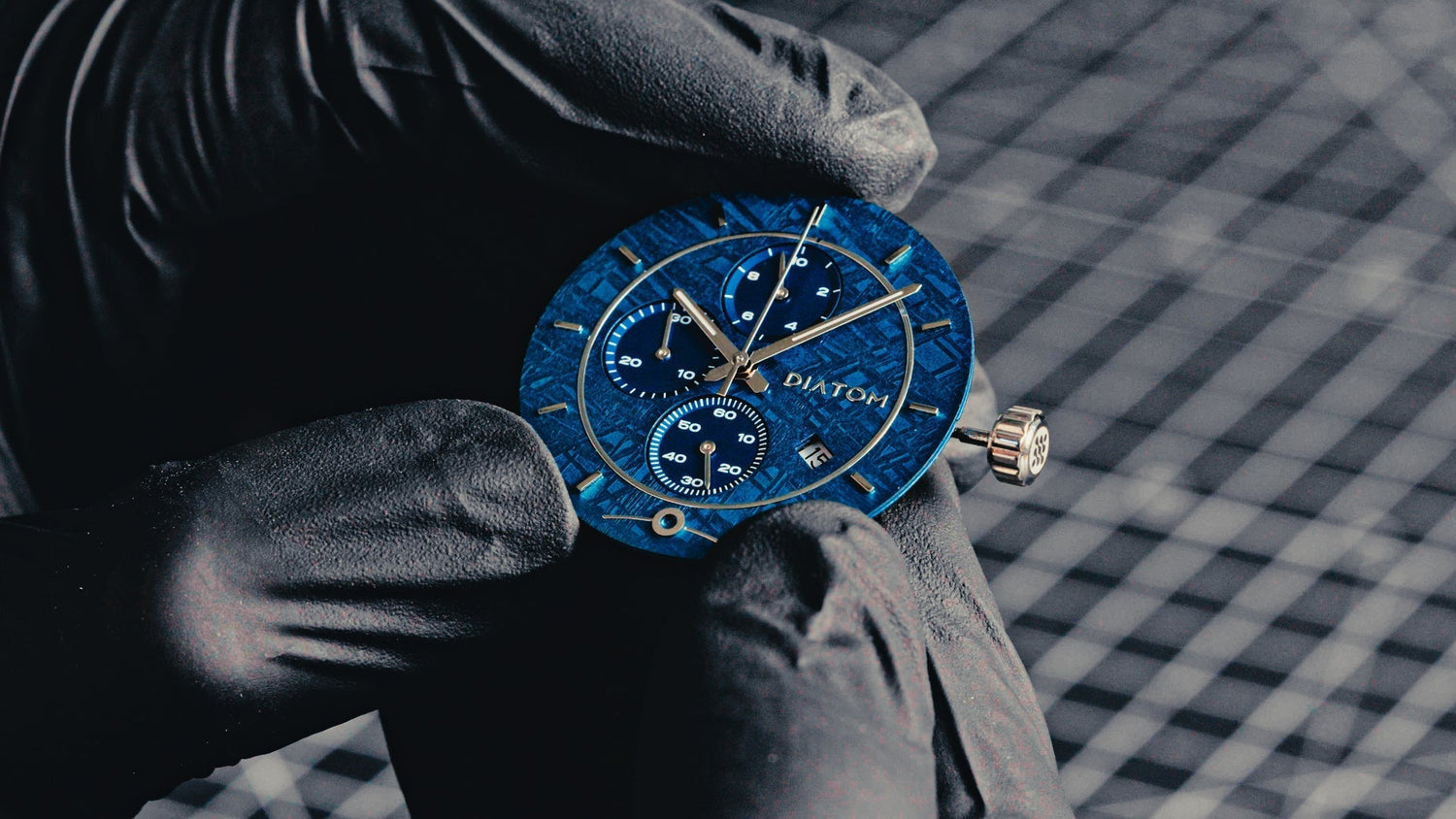 Diatom Watch Full Meteorite Dial being inspected