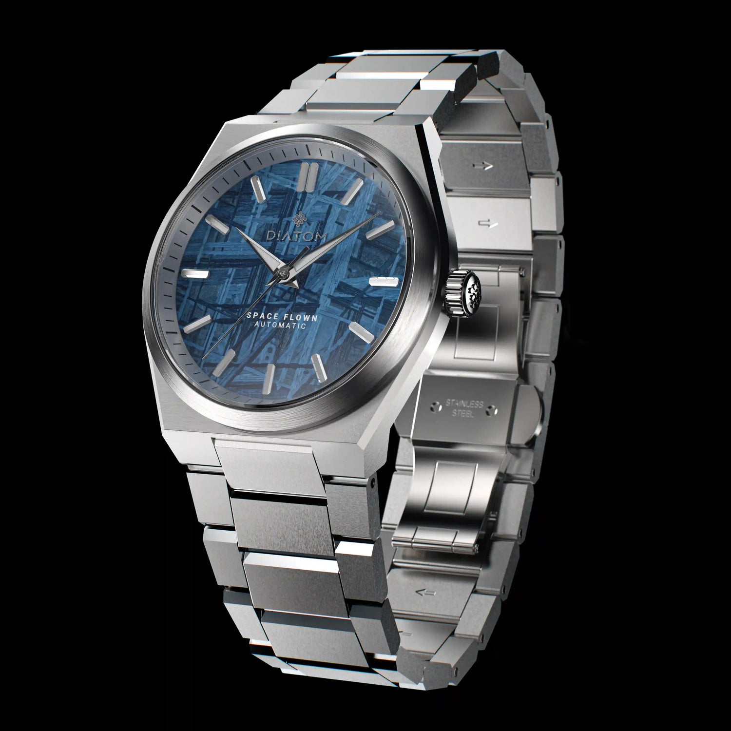 Blue Meteorite Watch with steel strap