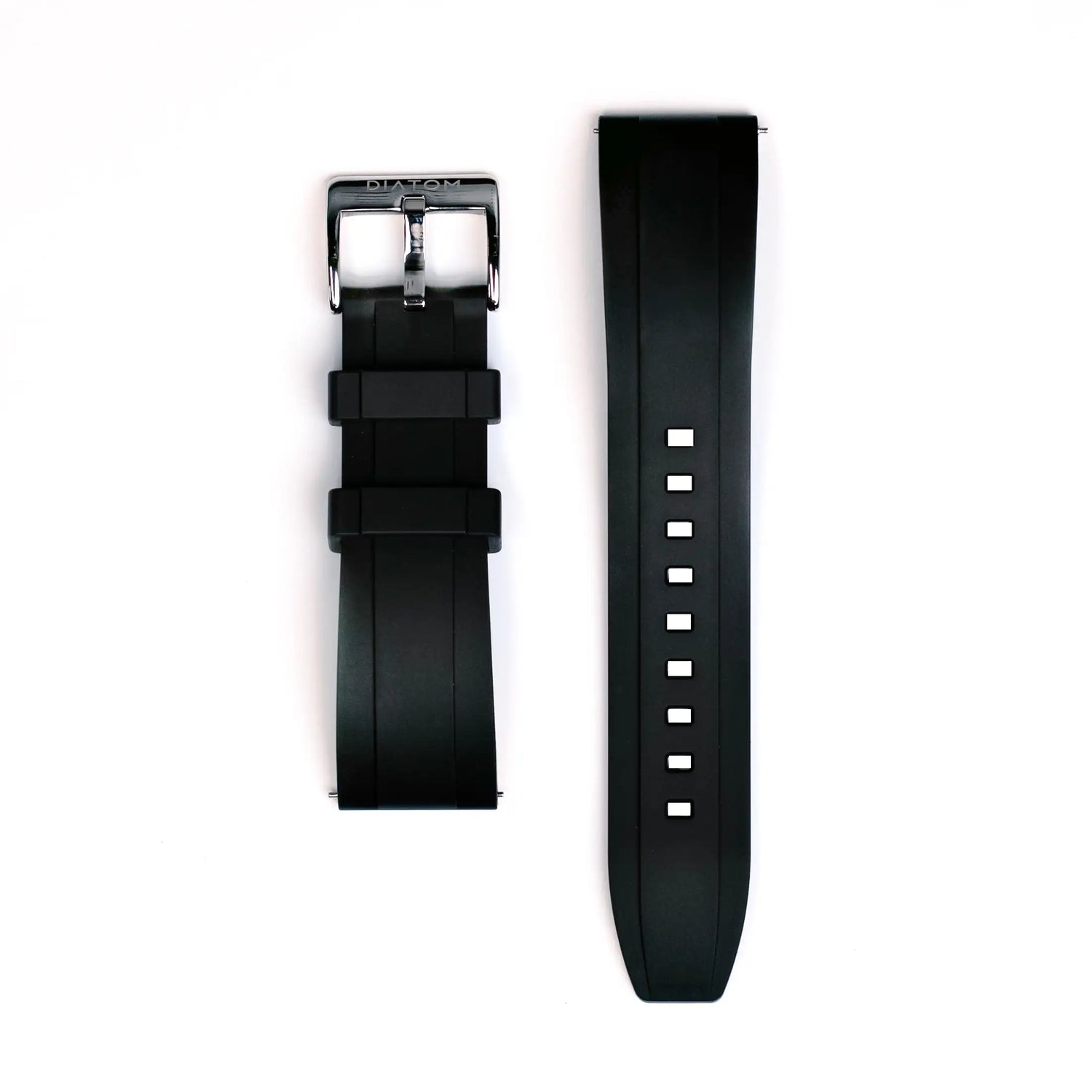 FKM Rubber Strap in dark blue color with metal buckle and adjustable holes for a perfect fit.