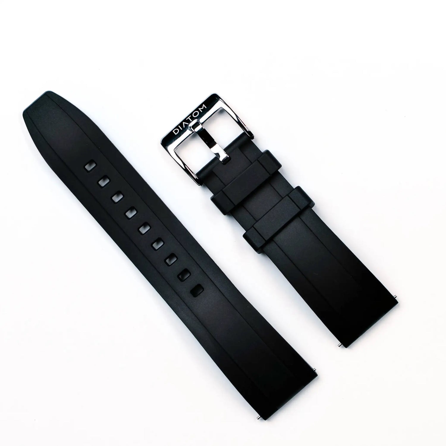FKM Rubber Strap in dark blue color with metal buckle and adjustable holes for a perfect fit.