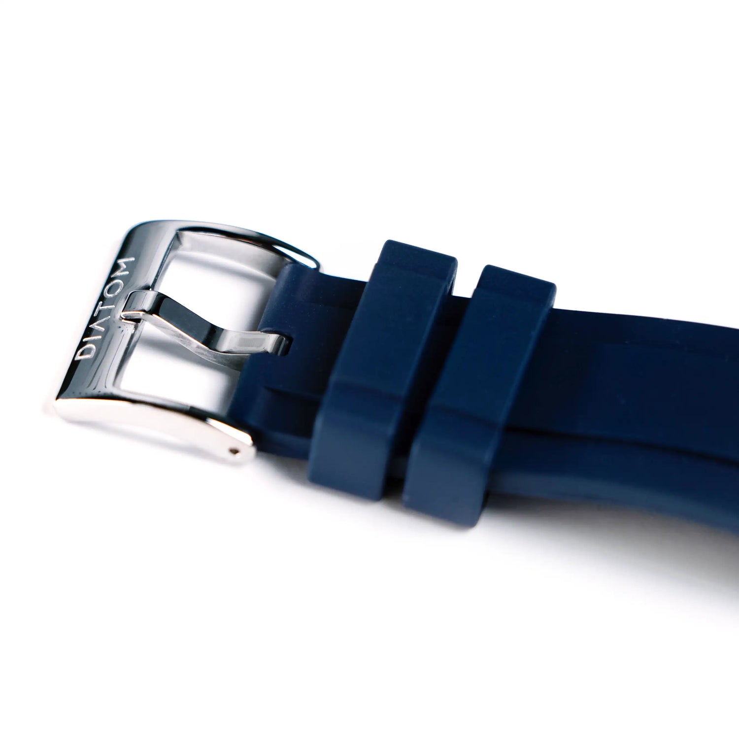 FKM Rubber Strap in dark blue color with metal buckle and adjustable holes for a perfect fit.