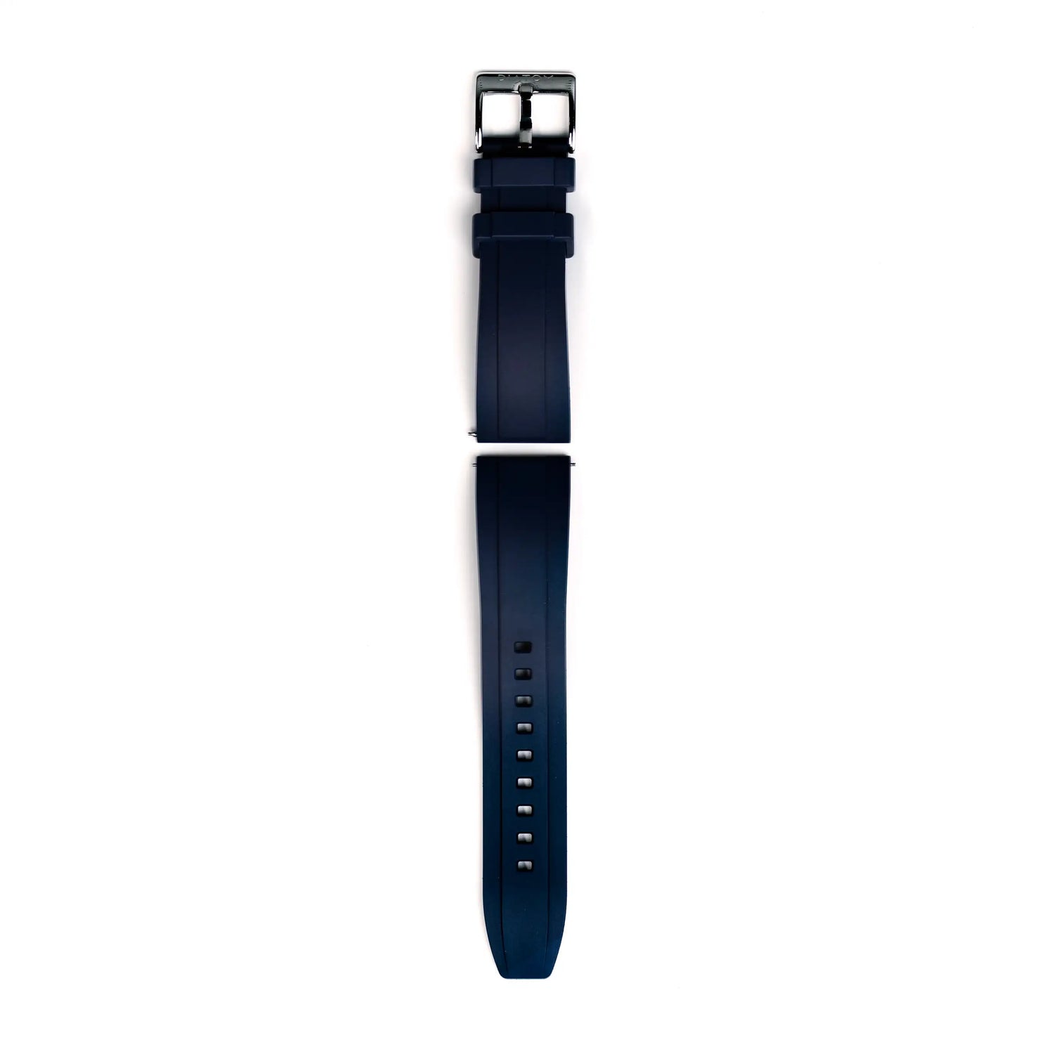 FKM Rubber Strap in dark blue color with metal buckle and adjustable holes for a perfect fit.