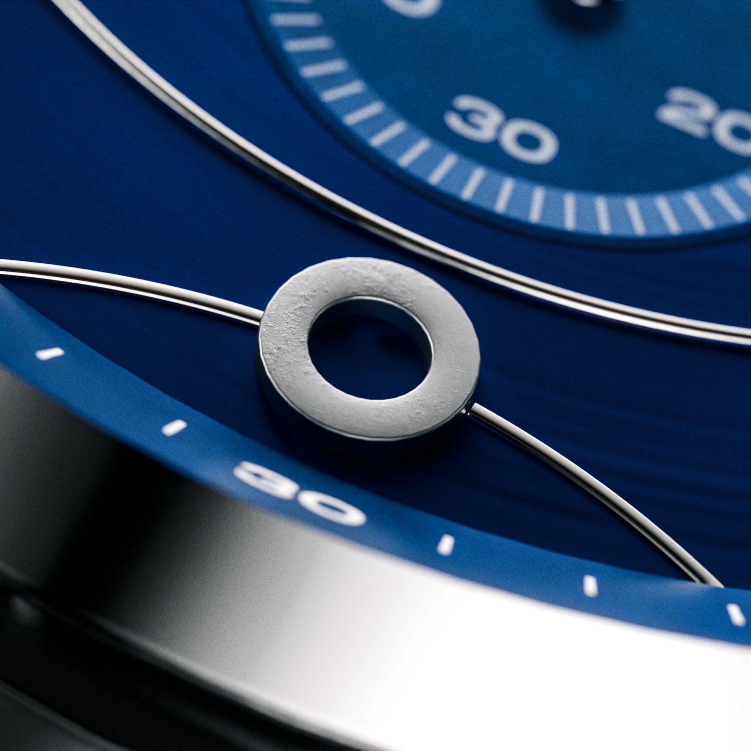 Blue Dot Limited Edition watch with meteorite accents, sleek silver bracelet, and blue dial design.