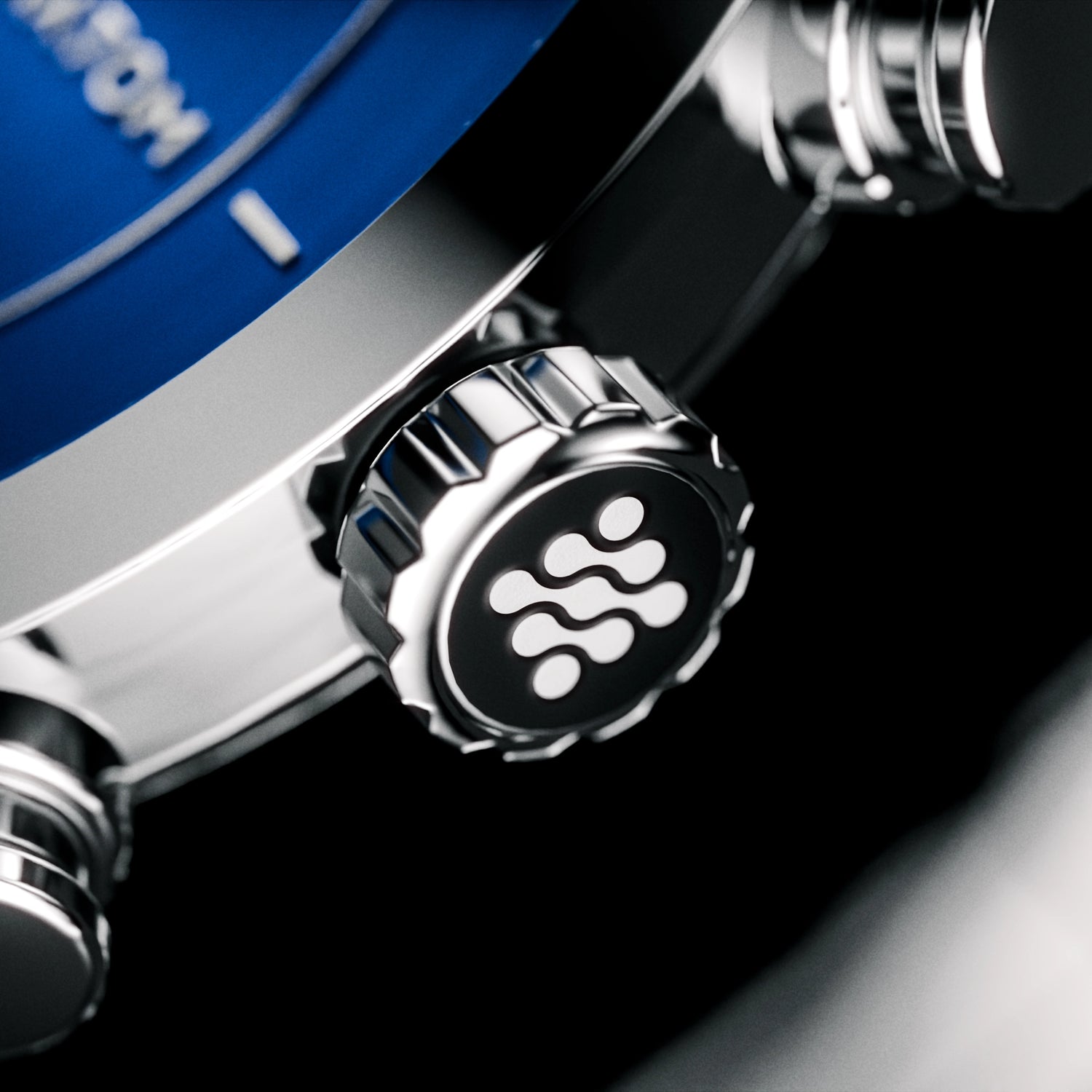 Blue Dot Limited Edition watch with meteorite accents, sleek silver bracelet, and blue dial design.