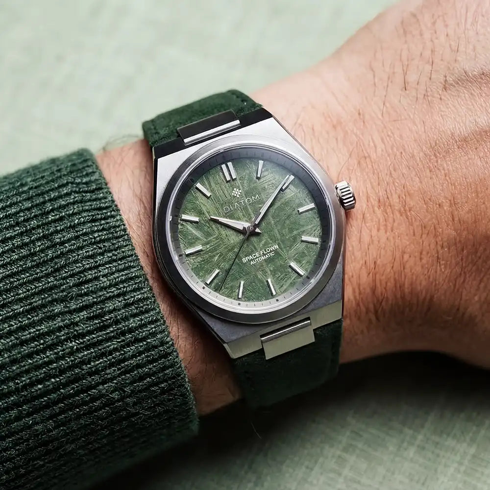 Green Meteorite watch wrist shot