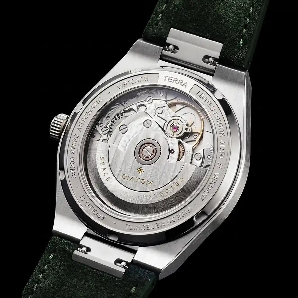 Green Meteorite watch back view