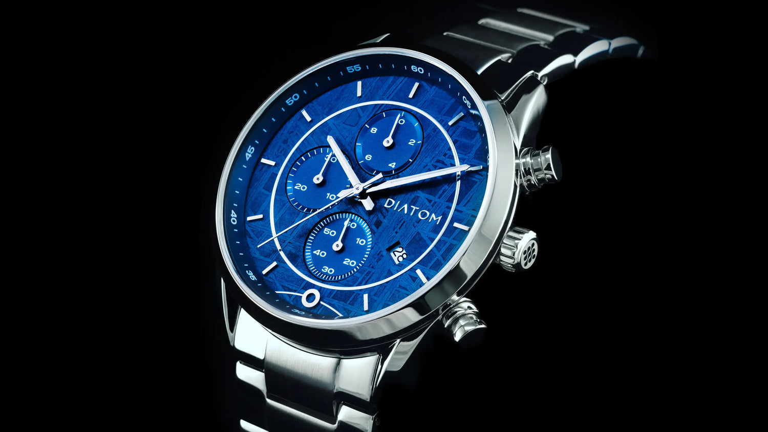 The Meteorite Watch: Blue Dot Watch Dial shot