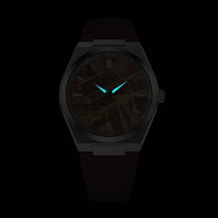 Brown Meteorite Dial Watch Lume