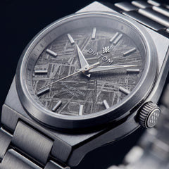 Grey Meteorite Watch macro shot
