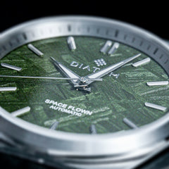 Green Meteorite watch macro shot