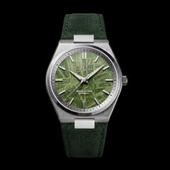 Green Meteorite watch with alcantara strap
