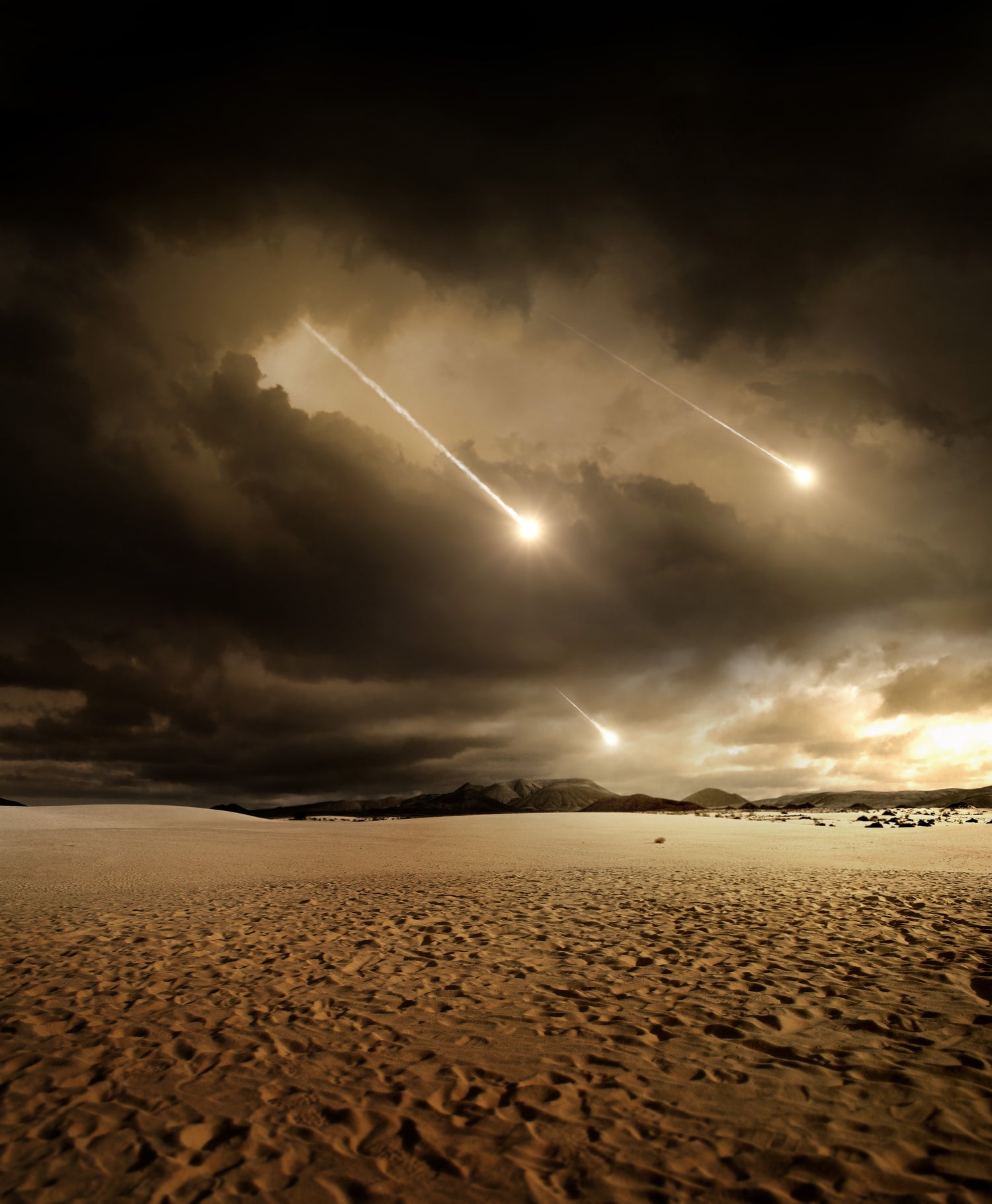 Meteors over a desert